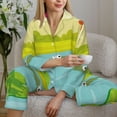 thumbnail image 6 of Salouo Two Frogs Are Sitting On Water Lilies Pattern Women's Pajamas Set Long Sleeve Button Down Sleepwear Soft Pj Lounge Sets for women 2 Piece Pjs Set with Long Pants-X-Large, 6 of 7