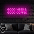 thumbnail image 2 of C-CRAFT Good Vibes & Good Coffee Neon Sign Led Light Up 25 inch for Coffee Shop Wall Art Decor, 2 of 5