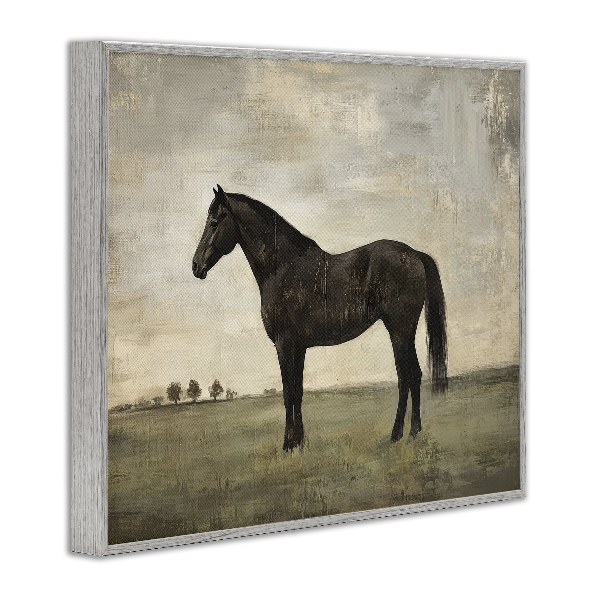 Stupell Industries Distressed Horse Portrait Gray Framed Giclee Art, design by Petal Prints Design