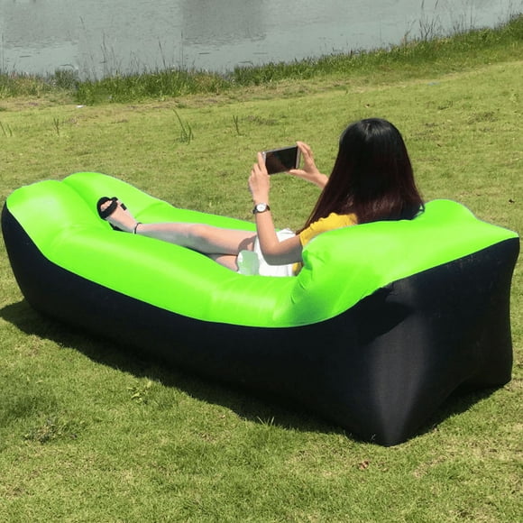 YOPTOP 92.51x27.55 Po Chaise Longue Gonflable Remplie d'Air avec Oreiller et Sac de Voyage, Gonflable Rapide, Portable, pour l'Extérieur Ou l'Intérieur, Lit Coupe-Vent, Chaise Longue, Sac d'Air, Sofa, Sofa de Couchage Gonflable, Canapé Paresseux, Vert