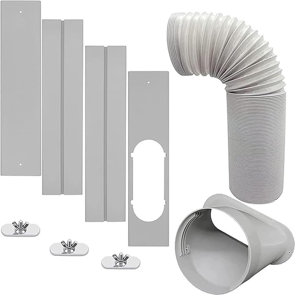 Portable Air Conditioner Windows Vent Kit with 5.9” Exhaust Hose Window Seal Kit for Portable Air Conditioner, Adjustable Sliding Window Kit Plate for AC Unit Suitable for 5.9”/15 CM AC