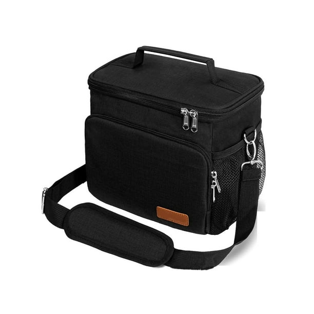 Greeniant Bolsa de almuerzo portátil de tela Oxford con aislamiento térmico, bolsas enfriadoras de alimentos, bolsa de almacenamiento con asa, Mochilas de mochilero Negro