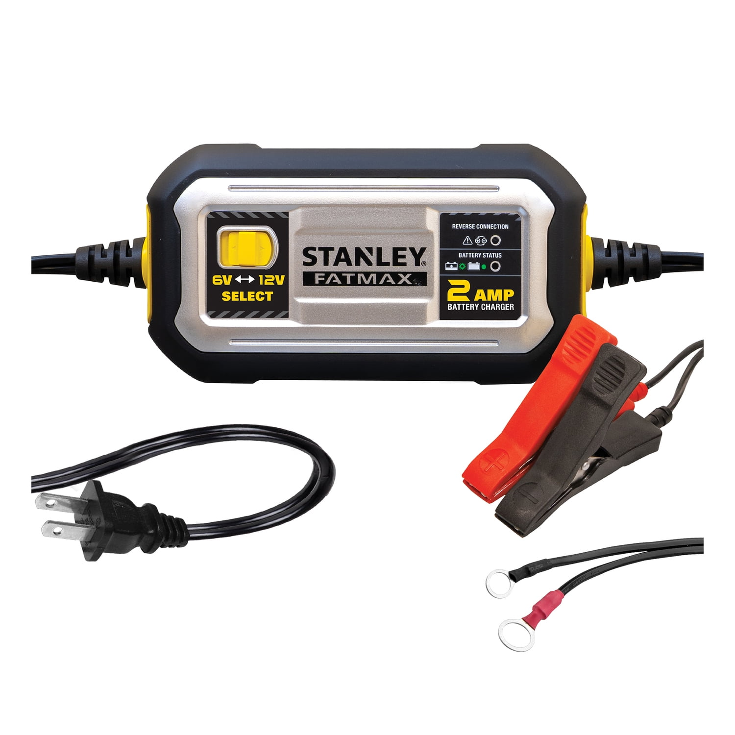 STANLEY FATMAX 2-Amp 6-Volt/12-Volt Automatic Battery Charger/Maintainer for Lead-Acid Batteries