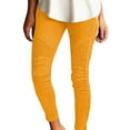 thumbnail image 2 of Seductiva Yellow Casual Pants for Women Women's Jegging Pants Biker Style Skinny Ankle Pants with Zipper Detail | High Waisted Pleated Pull-On Pencil Pants | Stretchy Jegging Trousers, 2 of 5