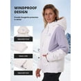 thumbnail image 4 of CAMEL Womens Outerwear Coats Winter Warm Cotton Jacket Fashion Parkas Casual Colorblock Jackets White Purple, 4 of 9