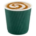 thumbnail image 5 of 4 Ounce Ripple Insulated Coffee Cups 500 Double Wall Corrugated Coffee Cups - Leakproof Non-Slip Forest Green Paper Ribbed Coffee Cups Recyclable Matching Lids Sold Separately, 5 of 7