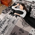 thumbnail image 4 of Homewish Wildlife Bear Deer Bedding Comforter Set 7pcs for Men, Rustic Camping Adventure King Bedding Sets, Brown Linen Plaid Reversible Bed Sheets, Super Cozy Room Decor, 4 of 7