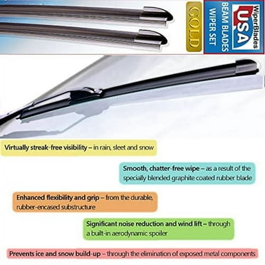 Beam Blade Wipers Replacement Set for 2009 Toyota 4Runner w/Rear - WiperBladesUSA Gold Beam Wiper Blades Wipers Set