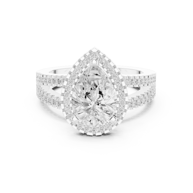 Zuwelria 2.17 Carat New Design Pear Shape Moissanite Diamond Engagement Ring - Bridal Ring - Promise Ring | 18K White Gold Over Sterling Silver | D/VVS1 Size 5
