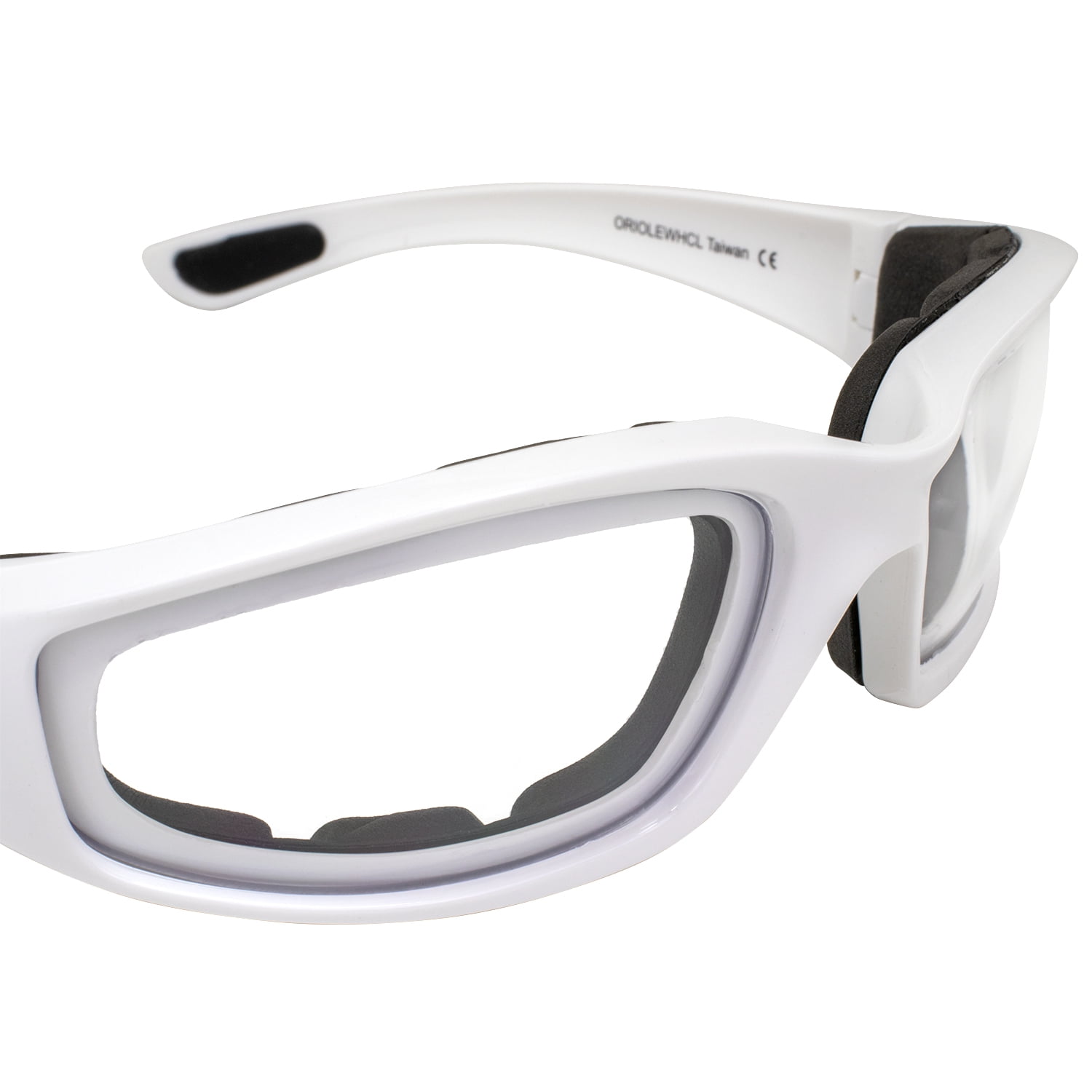Motorcycle Clear Riding Glasses Sunglasses with Foam and White Frame Plus Carry Bag Walmart