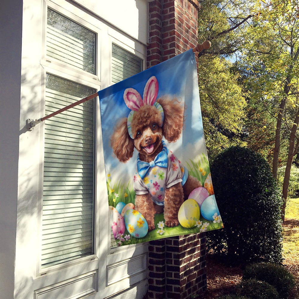 Chocolate Poodle Easter Egg Hunt House Flag 28 in x 40 in