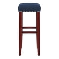 thumbnail image 6 of Home Square 29" Saddle Seat Rubberwood Bar Stool in Navy Blue - Set of 3, 6 of 7
