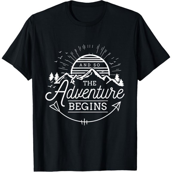 And So The Adventure Begins Adventure Camping T-ShirtMen and women, Black T-shirt, size: Extra large S-4XL