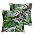 thumbnail image 2 of Acheng Tropical Palm Leaves Throw Pillow Cover Summer Exotic Jungle Plant Tropical Palm Leaves On The Geometric Decorative Pillowcase for Sofa and Bed Couch,2 Pcs White, 2 of 6