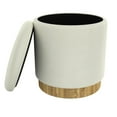 thumbnail image 3 of Modern  Fabric Round Storage Ottoman - White & Natural, 3 of 7