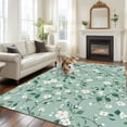 thumbnail image 3 of White Teal Spring Floral Large Area Rugs for Bedroom Living Room, Non Slip Carpet Bedside Rug, Watercolor Flowers Summer Botanical Rectangular Floor Cover Kitchen Accent Rug 5'x8' for Office, 3 of 9