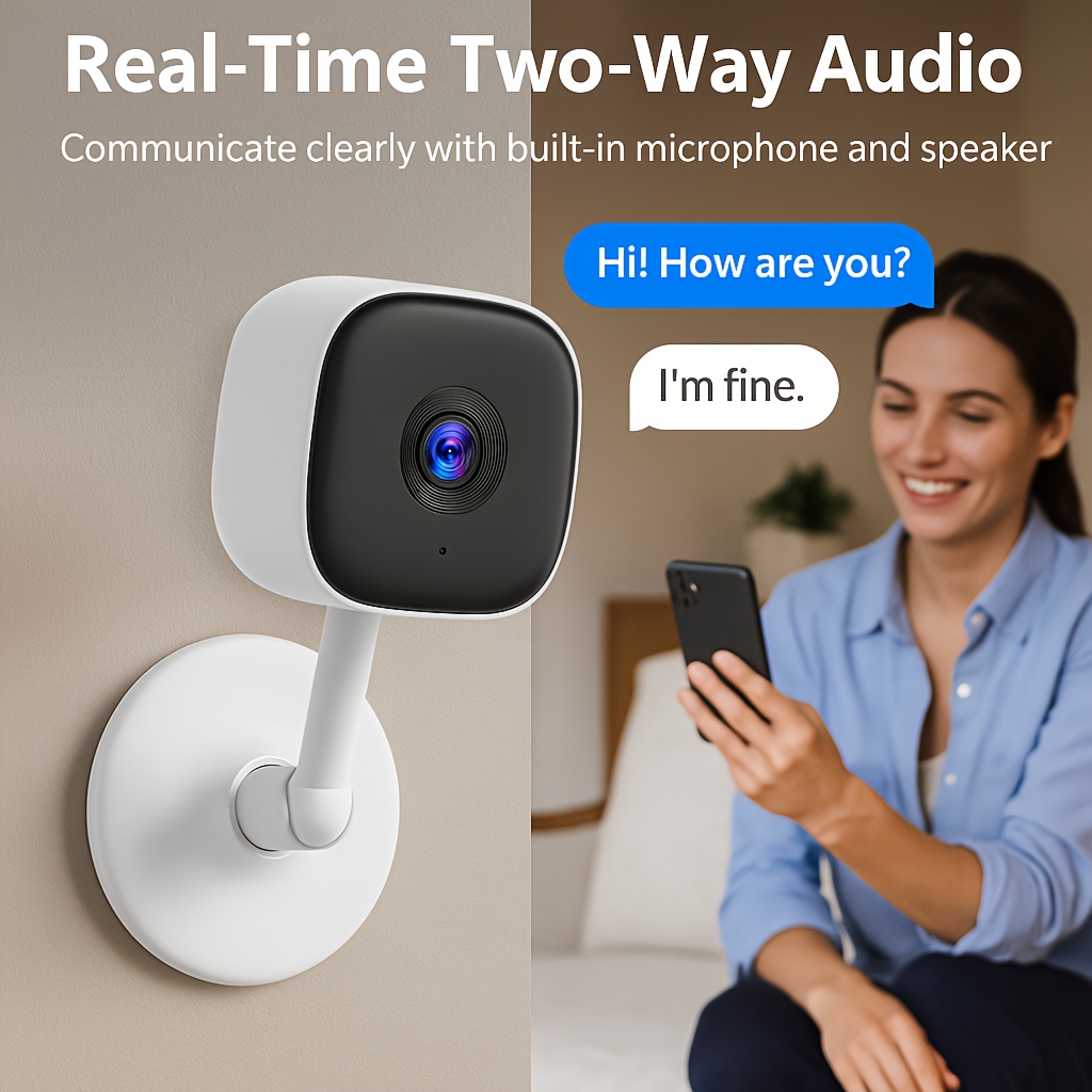 Smart Indoor Security Camera with AP Hotspot, No Wi-Fi Needed, Motion Alerts, Night Vision, Two-Way Audio, Cloud Storage for Home Monitoring
