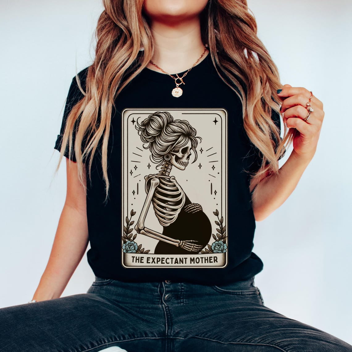 Pregnancy Announcement Baby Reveal Tarot Card Mama To Be Expectant Future Mom Mother Style 4 T-Shirt