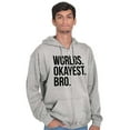 thumbnail image 4 of Worlds Okayest Bro Sibling Brother Zip Hoodie Sweatshirt Men Brisco Brands L, 4 of 5