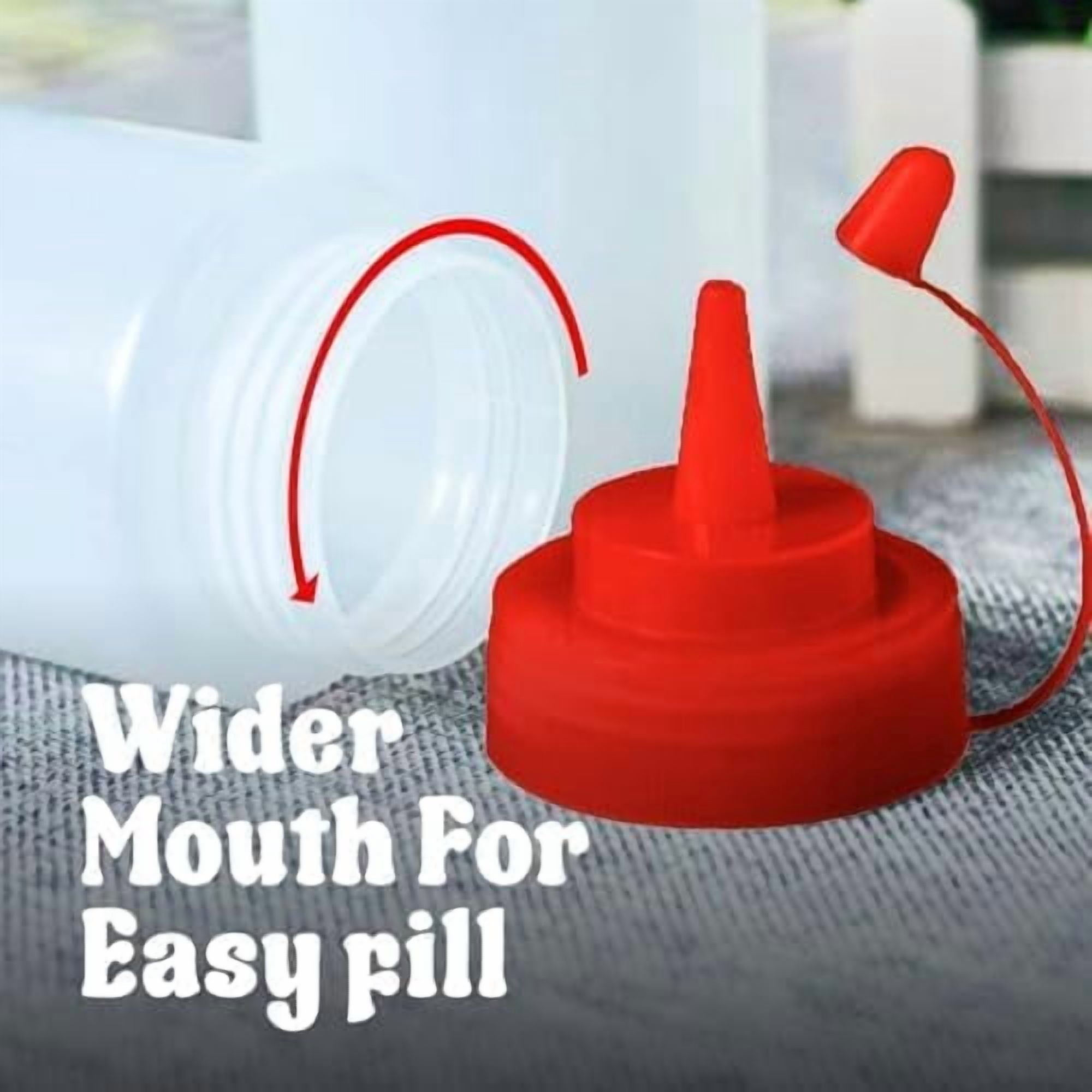 12 oz Condiment Squeeze Bottles for Sauces - Leak Proof Oil, Syrup, Dressing Squirt Bottles - 3 Pack
