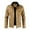 Khaki Hoodless Zipper Faux Leather Outwear Jackets, variant on Winter Warm Men's Fashion Casual Thick Leather Coat Long Sleeve Stand Collar Zip Up Pocket Leather Coat Warm Windproof Coat Bomber Windbreaker Club Trench Coat Khaki 4
