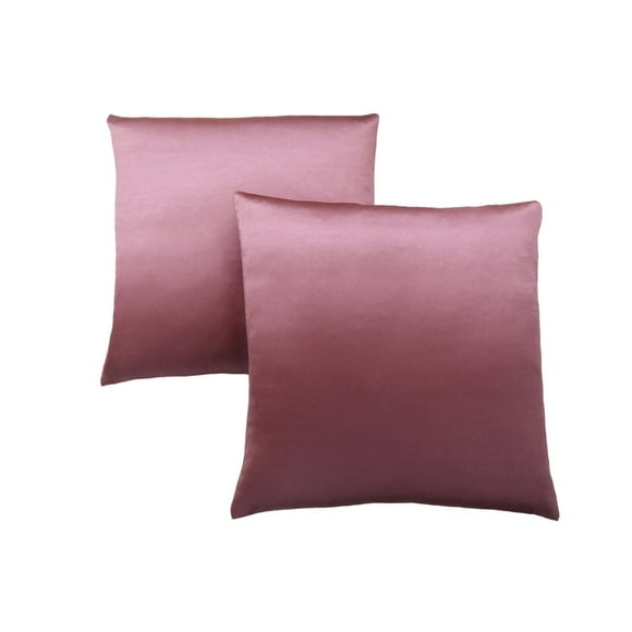Monarch Specialties Pillows, Set Of 2, 18 X 18 Square, Insert Included, Decorative Throw, Accent, Sofa, Couch, Bedroom, Polyester, Hypoallergenic, Pink, Modern