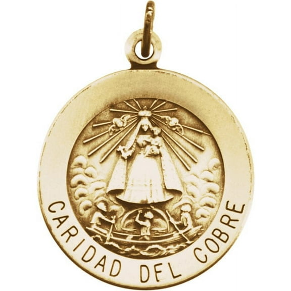 PicturesOnGold.com Caridad Del Cobre Religious Medal - Solid 14k Yellow Gold, Under 2/3 inch (15.0mm)