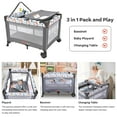 thumbnail image 3 of Portable Baby Playard with Bassinet and Changing Table, Foldable Travel Playard Baby Playpen Crib Bed, Grey, 3 of 10