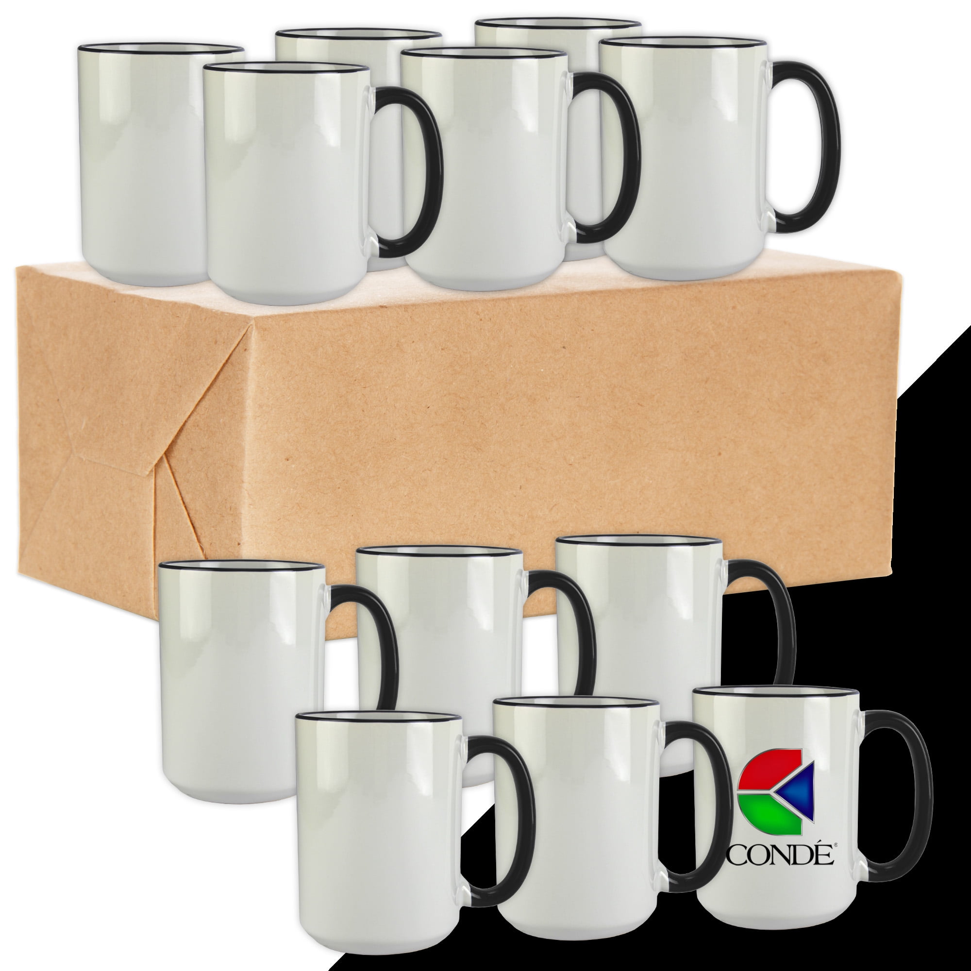 Conde Premium Sublimation Blank Mugs Bulk Ceramic Mug White with Black