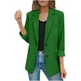 thumbnail image 3 of Holiday Deals Women's Work Office Blazer Stretch Lapel Collar Long Sleeve Jacket Suit Fall Winter Basic Solid Color Lightweight Blazers,Green,M, 3 of 9