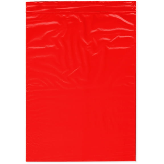 Plymor 9" x 12" (Pack of 100), Red 2 Mil Zipper Reclosable Plastic Bags