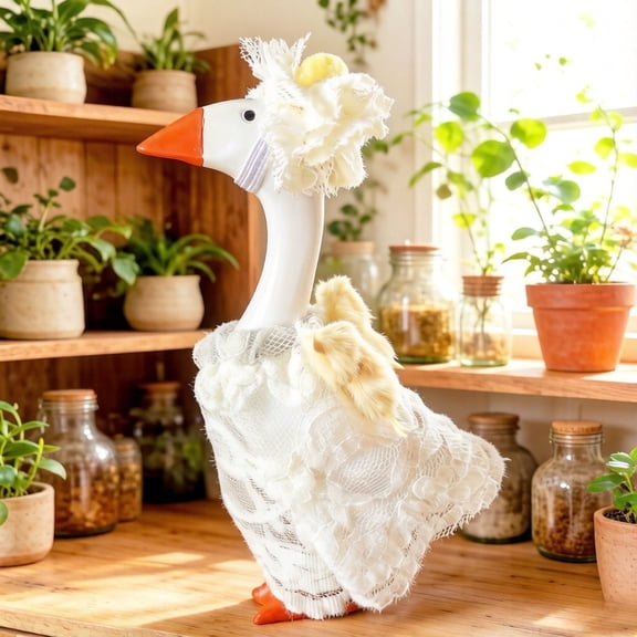 XGFHYJEH Spring Porch Goose Outfits, 23 Inch Lawn Goose Clothes Costume for Cement Plastic Goose Statue, Weatherproof Outdoor Decor for Front Porch Lawn Yard Garden Patio