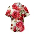 thumbnail image 4 of Baqcunre T Shirts For Women Womens Spring Summer Flower Printed Short Sleeve V Neck Shirt Top Blouse Womens Shirts Womens Blouses Red XL, 4 of 5