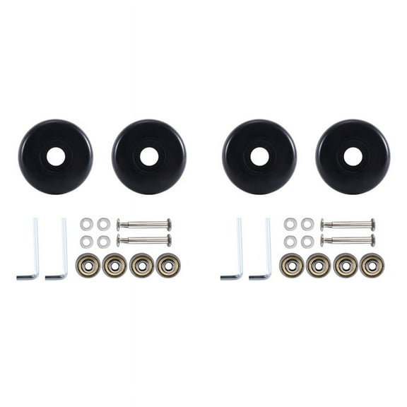 2set 55mm x 18mm Luggage Suitcase Replacement Wheels, PU Swivel Caster Wheels Carbon Steel Bearings Repair Kits Black