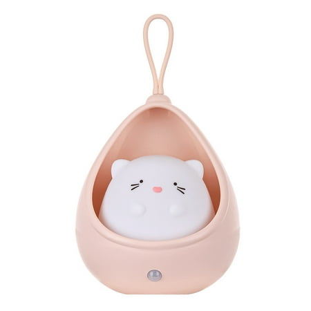 

Smart Night Light Motion Sensor USB Chargeable Cute Animal LED Desk Lamp Gifts Silicone Wall Lights pink，G156490