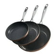 thumbnail image 2 of 3-Piece Nonstick Aluminum Fry Pan Skillet Set, 8/10/12 Inch, Pre-Seasoned, Stay-Cool Handle, Gray, 2 of 11