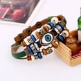 thumbnail image 2 of New beaded eye leather bracelet, pull-down adjustable couple leather bracelet, Valentine's Day gift for male and female friends, 2 of 6