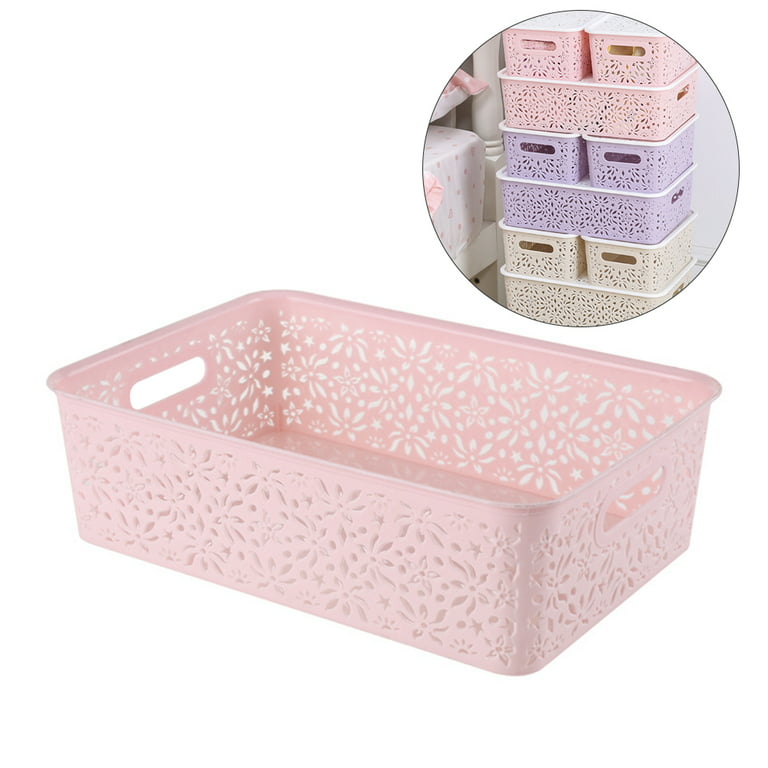 Blush Pink Y-Weave Storage Basket, Extra Small