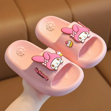 

New Kawaii Sanrio Kuromi Slippers Cinnamoroll Melody Anime Cartoon Medium and Big Girls Home Shoes Sandals Girl Sandals