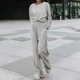 thumbnail image 2 of Women's 2 Piece Tracksuit Set Cropped Sweatshirt Wide Leg Sweatpants Comfy Casual Outfit Wear Jogger Suit, 2 of 2