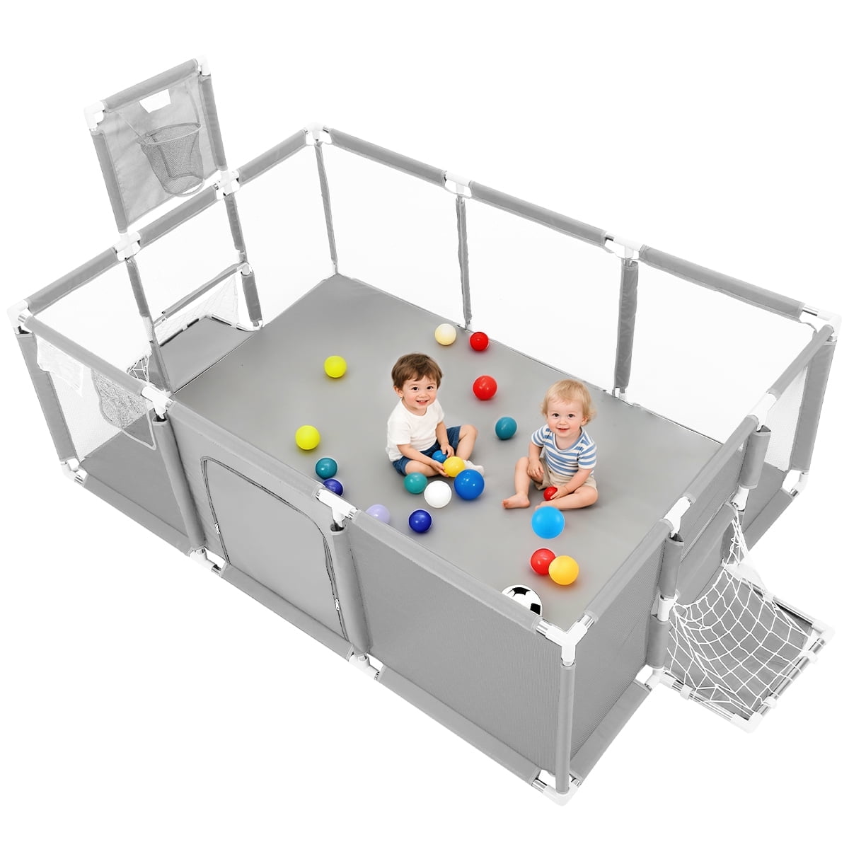 Baby Playpen,71x48inch Large Play Yard for Babies Toddlers, Sturdy Safety Baby Play Area, Gray