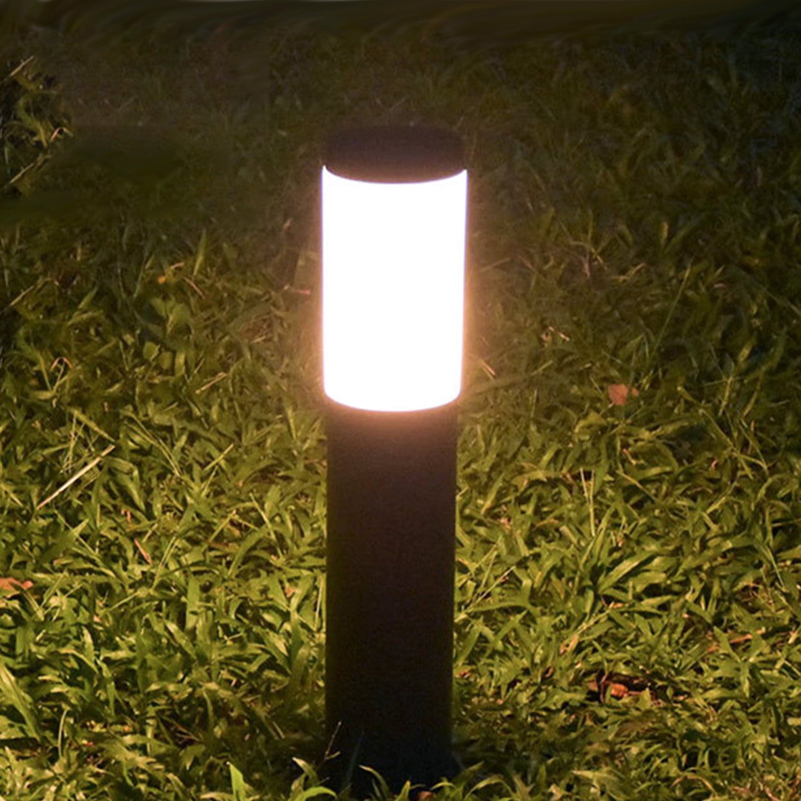 Solar LED Ground Light Outdoor Garden Lamp Round Floor Light 40cm Black Plastic Waterproof Automatic Dusk to Dawn 1 Pack