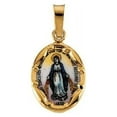 thumbnail image 3 of 14k Yellow Gold and Porcelain Miraculous Medal - 1/3 Inch Wide X 1/2 Inch Tall - 14K Yellow Gold, 3 of 4