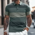 thumbnail image 2 of BUWTTED Men's Casual Golf Shirts Short Sleeve Button Down Striped Collared Shirts Summer Work T-Shirt, 2 of 6