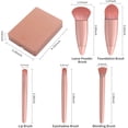 thumbnail image 2 of Juego de 5 brochas de maquillaje profesionales con espejo, portátil, para cara, ojos y labios (Rosa), 2 of 5