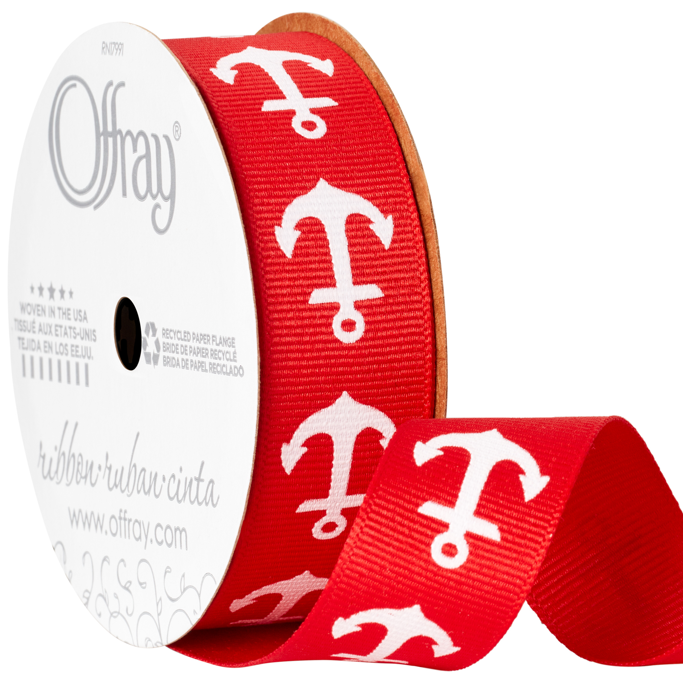 Offray Ribbon, Red 7/8 inch Grosgrain Polyester Ribbon, 9 feet