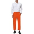 thumbnail image 2 of INSPIRE CHIC Men's Cropped Dress Business Pants Straight Fit Flat Front Suit Trousers 32 Orange, 2 of 7