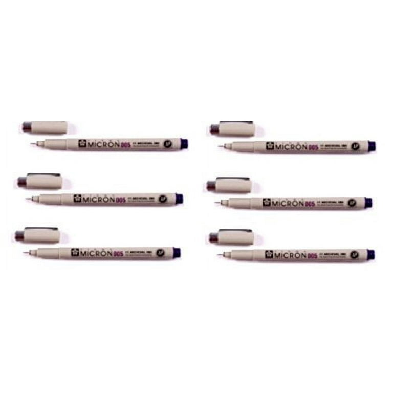 6 Sakura Pigma Micron Pens Tip Size 005 (0.20mm Line Width: 8 Ink Colors to Choose From: Drawing, Sketching, Writing Purple Ink