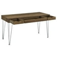 thumbnail image 2 of Maklaine 3-drawer Farmhouse Wood Writing Desk in Brown Oak and Chrome, 2 of 5