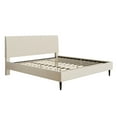 thumbnail image 2 of Mainstays Vera Upholstered Velvet Platform Bed, No Box Spring Required, King, Cream, 2 of 17